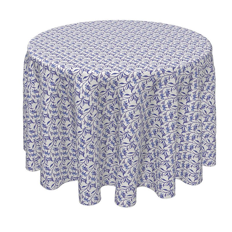 Round Tablecloth， 100% Polyester， 90 Round， Lilies in Blue Hues