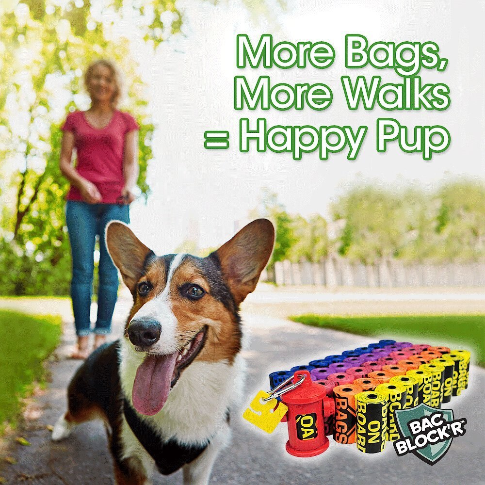 Bags on Board Bac Block'r Antibacterial Coated Dog Poop Bags and Dispenser