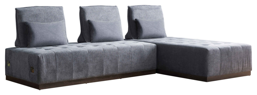 Benzara BM240848 Sectional With Tufted Fabric Upholstered Seats  Dark Gray   Transitional   Sectional Sofas   by Uber Bazaar  Houzz