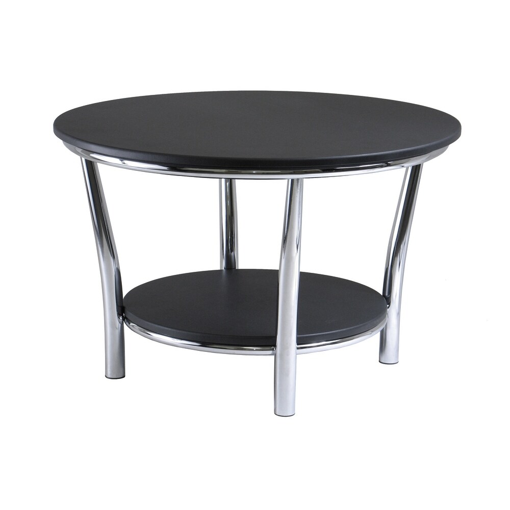 Maya Round Coffee Table  Black and Metal   29.33 x 29.33 x 19.02 inches