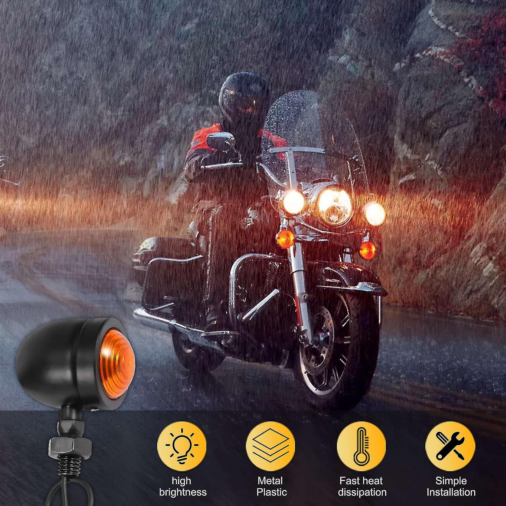 4pcs Black Motorcycle Turn Signal Indicator Lamp Light Blinker Light For Chopper Bobber