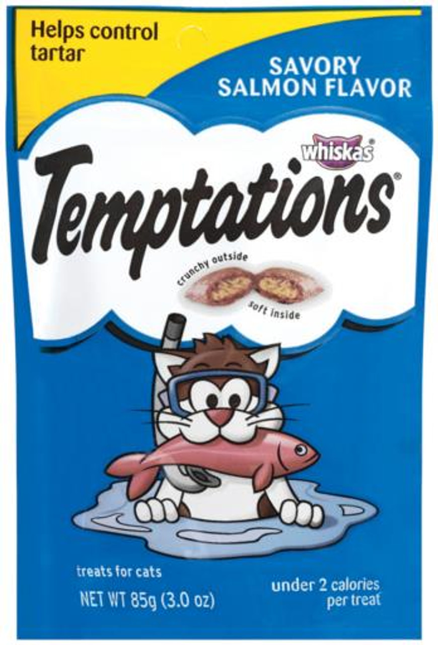 Temptations Savory Salmon Flavor Crunchy and Soft Cat Treats， 3 Oz.