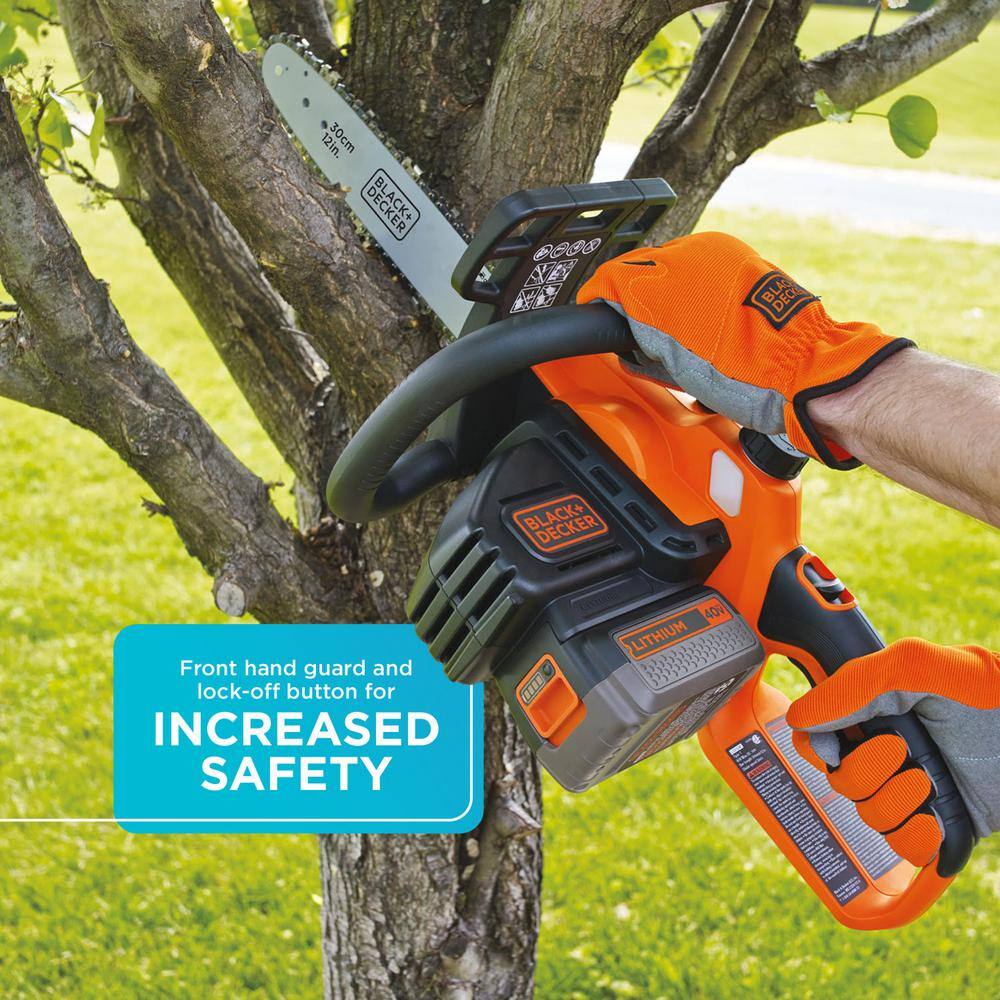 BLACK+DECKER 20V MAX 10in. Battery Powered Chainsaw Kit with (1) 2Ah Battery  Charger LCS1240