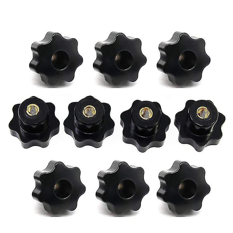 10pcs M6 Female Knob Screws M6 X 32mm Female Threaded Star Head Clamping Knob Grip Black