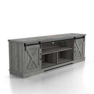 Furniture of America Cheverly 71 in. Vintage Gray Oak TV Stand Fits TV's up to 80 in. with 4 Cable Management FGI-2087C35