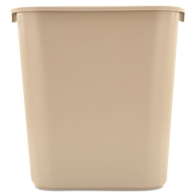 Rubbermaid Commercial Deskside Plastic Wastebasket Rectangular 7 Gal Beige 295600bg