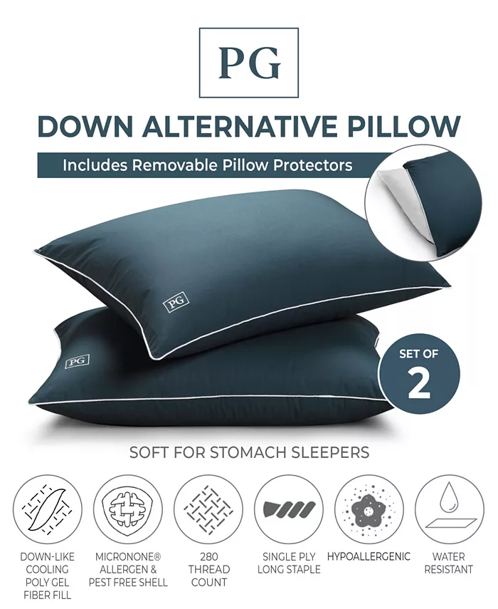 Pillow Guy Down Alternative Stomach Sleeper Soft Pillow with MicronOne Technology， Set of 2 - Standard Queen