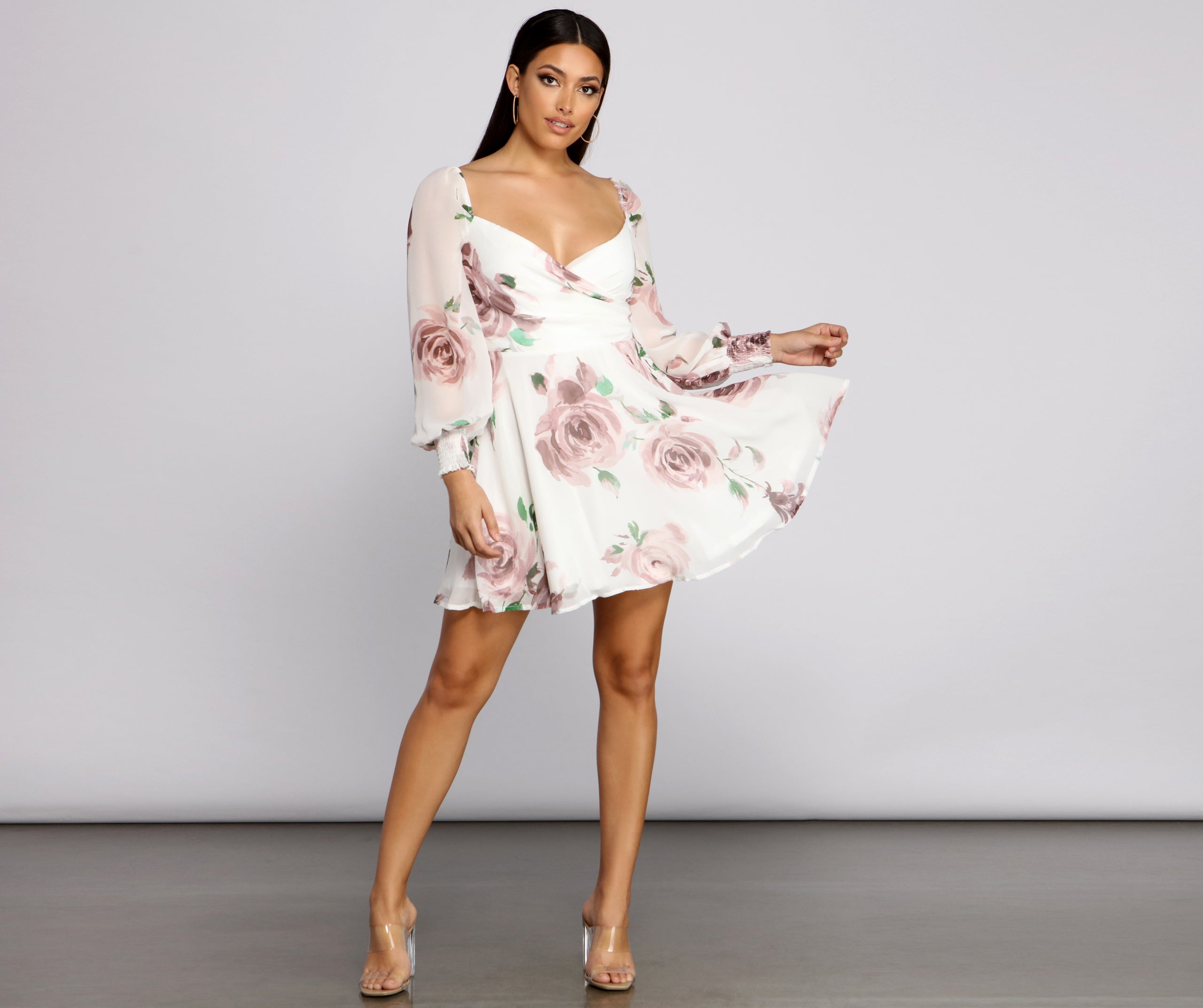 Flowy Feels Floral Chiffon Mini Dress