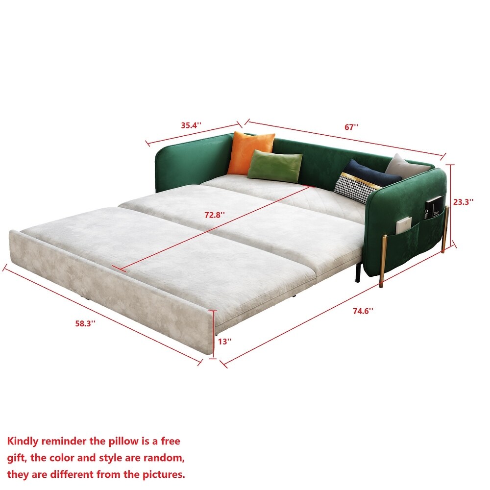 JASIWAY 67 in. Width Modern Pull Out Queen Size Sofa Bed