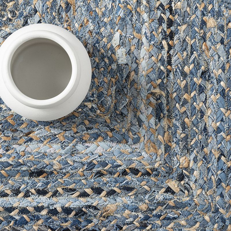 nuLoom Hand Braided Otelia Denim And Jute Area Rug