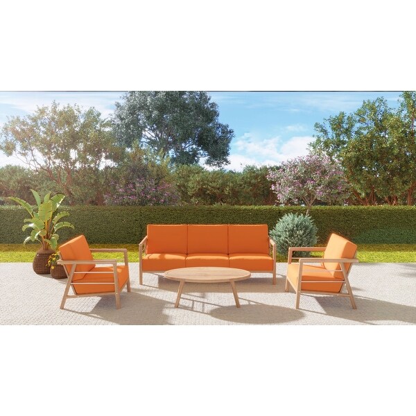 Daniele Outdoor Teak Oval Coffee Table