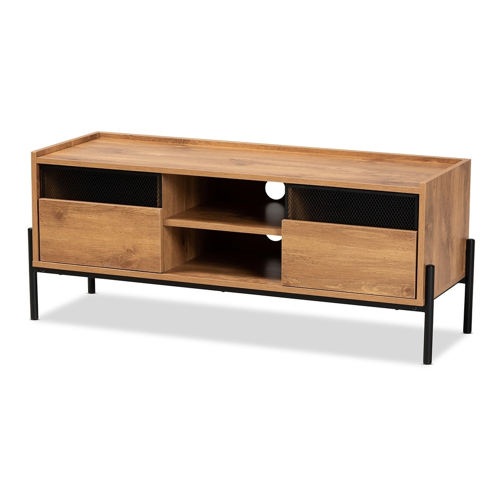 Tasman Modern   Industrial Natural Brown 2 Door TV Stand