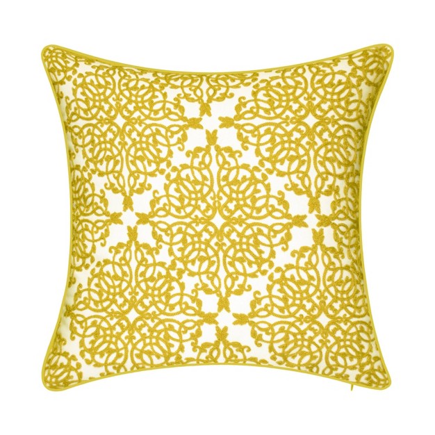 Embroidered Lacework With Piping Indoor outdoor Throw Pillow Edie home