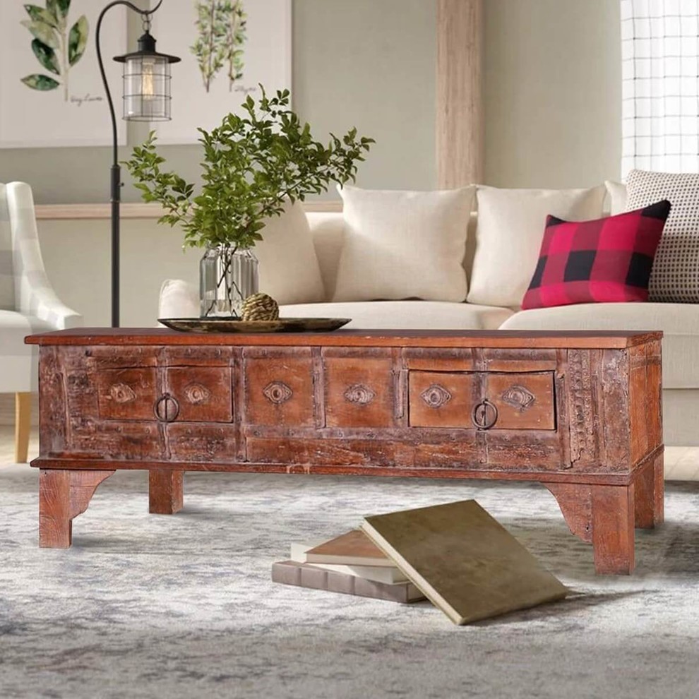 Owendale Handcrafted Reclaimed Wood 2 Drawer Coffee Table Chest   Rustic   Coffee Tables   by Sierra Living Concepts Inc  Houzz