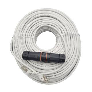 Micro Connectors Inc 200 ft. CAT6A Industrial Outdoor-Rated Shielded Ethernet 26AWG White-Cable Kit with Waterproof Coupler E09-200WOU-KT