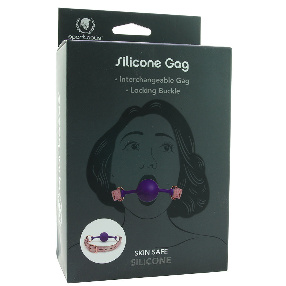 Purple Silicone Ball Gag with Snake Print Strap