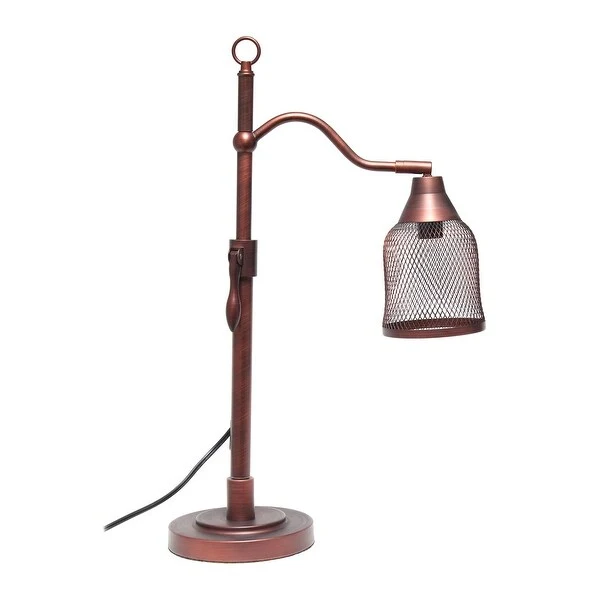 Lalia Home Vintage Arched Table Lamp with Iron Mesh Shade， Red Bronze - 14.75(L)7(W)20.75(H)