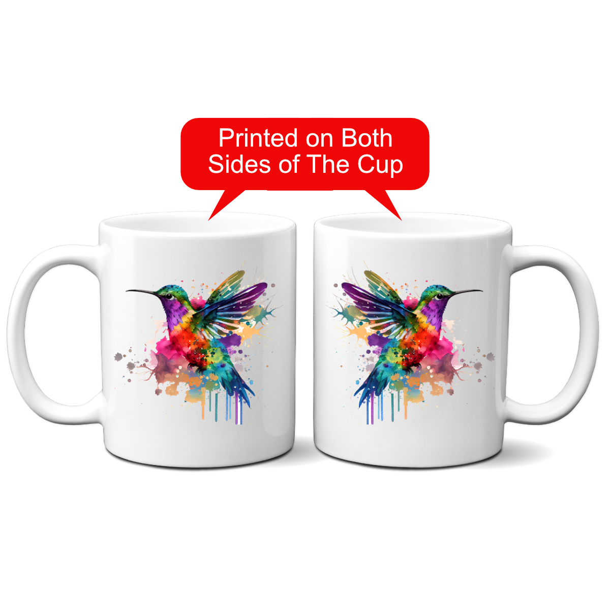 Hummingbird Watercolor Cup Grubby Garb 11 fl. oz. Novelty Ceramic Coffee Mug. This is the fifth of six hummingbird designs available. This is a beautiful gift idea for someone special in your life.