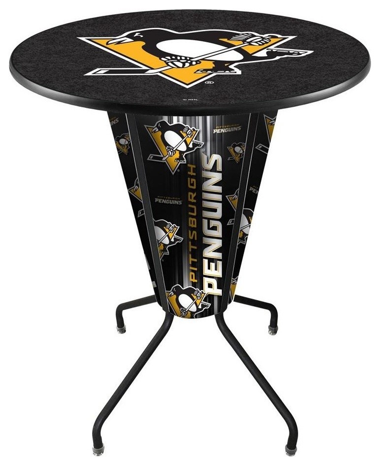 Lighted Pittsburgh Penguins Pub Table   Eclectic   Outdoor Pub And Bistro Tables   by Team Sports  Houzz