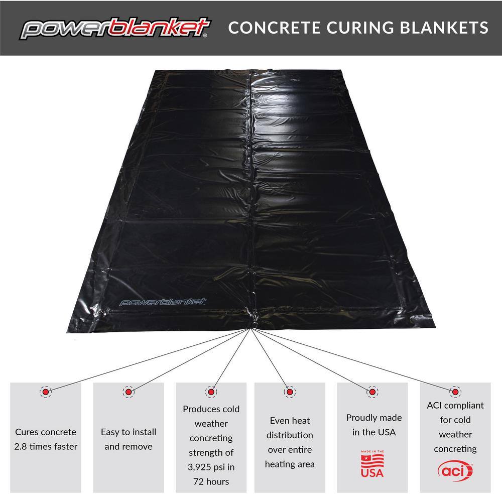 Powerblanket Insulated  Heated Concrete Curing Blanket 3 ft. x 20 ft. Fixed Temp 100F Cures Concrete 2.8x Faster in Cold-Weather MD0320