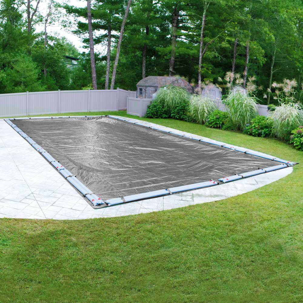 Pool Mate Advanced Waterproof Extra-Strength 25 ft. x 50 ft. Rectangular Silver In Ground Pool Winter Cover 332550R-PM