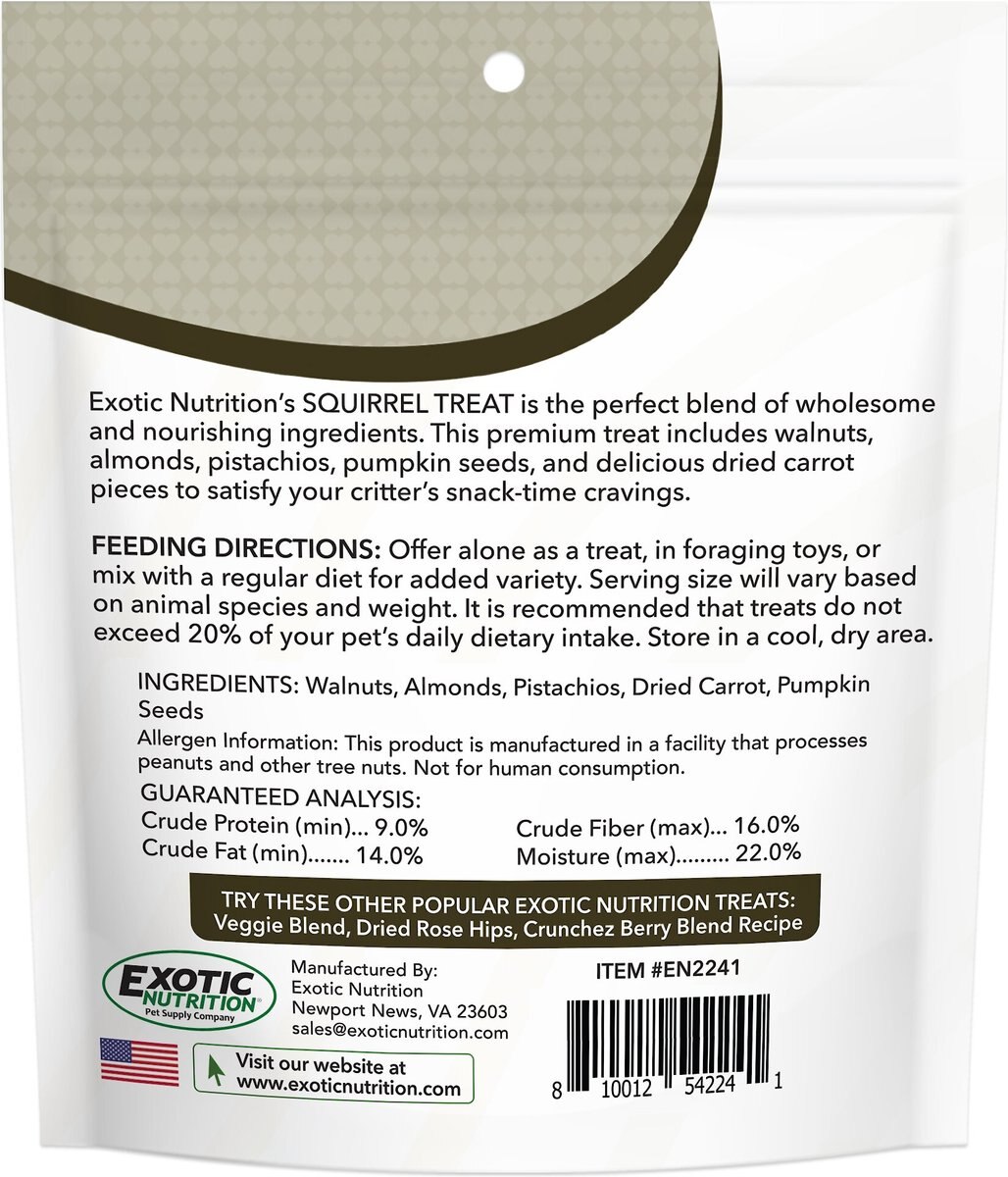 Exotic Nutrition Critter Selects Squirrel Treats， 3-oz bag