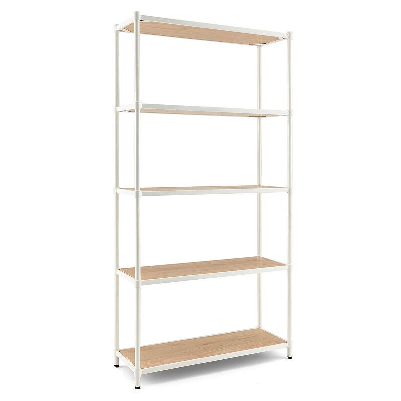 5 Tiers 61 Inch Multi-use Bookshelf with Metal Frame