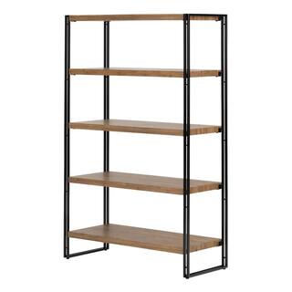 South Shore 61.5 in. Rustic Bamboo Metal 5-shelf Accent Bookcase with Open Back 11521