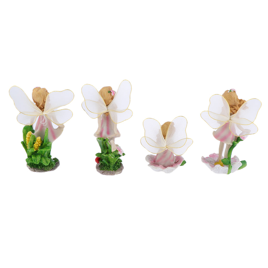 4 Pcs Flower Fairies Miniature Garden Ornaments ， Fairy Animals Dollhouse Plant Pot Figurine DIY Home Decoration Kids Toy Gift