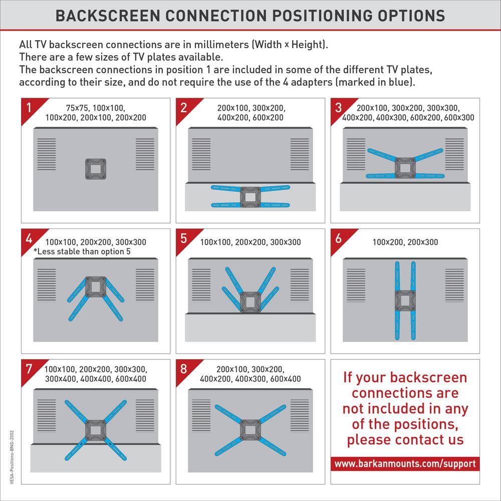 Barkan a Better Point of View Barkan 13 in to 39 in Full Motion - 4 Movement Flat TV Wall Mount up to 55 lbs UL certified 2400.B