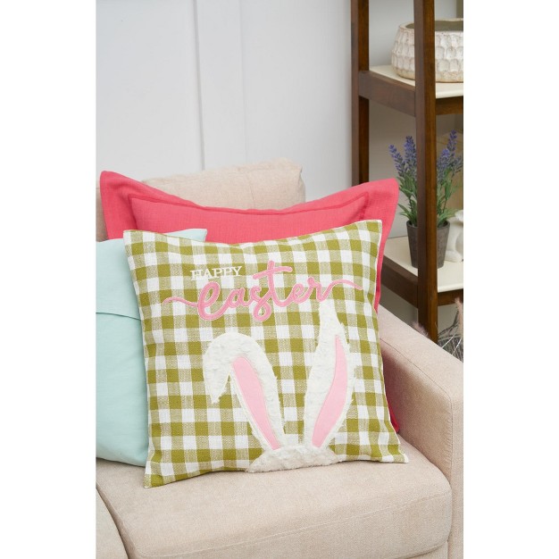 X 18 quot Easter Bunny Ears Spring Embroidered Throw Pillow