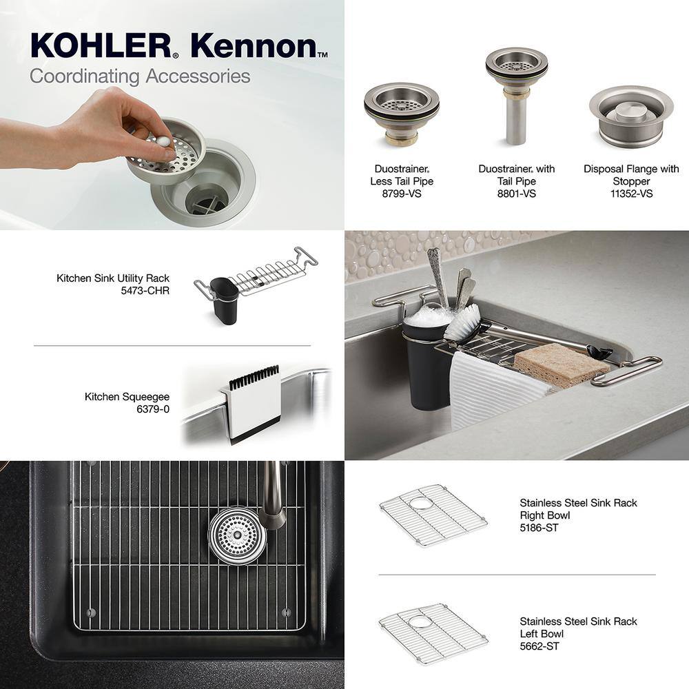 KOHLER Kennon 33 in. Drop-inUndermount 1-Hole Double Bowl Neoroc Granite Composite Kitchen Sink in Matte Black K-RH8185-1-CM1