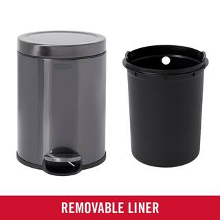 Rubbermaid 1.6 Gal. Stainless Steel Round Step-On Household Metal Trash Can 2179250