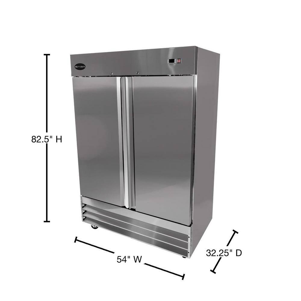 SABA 54 in. W 47 cu. ft. Freezerless Commercial Refrigerator in Stainless Steel S-47RR