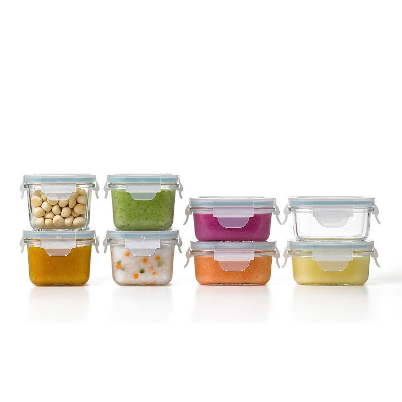 Glasslock Mini 5 and 7 Ounce Tempered Glass Food Storage Container Set， 8 Pieces