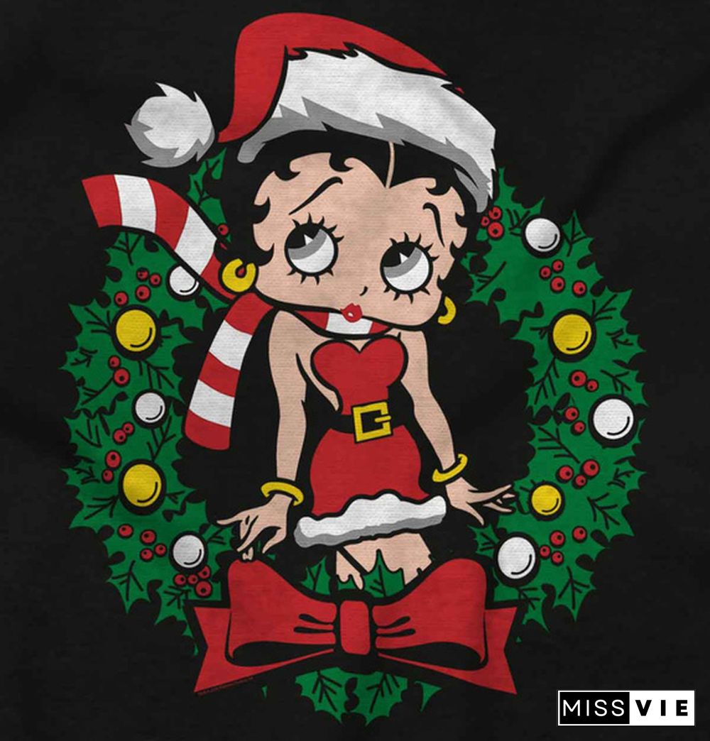 Betty Boop Cartoon Christmas Cute Vintage Womens Graphic Crewneck T Shirt Tee