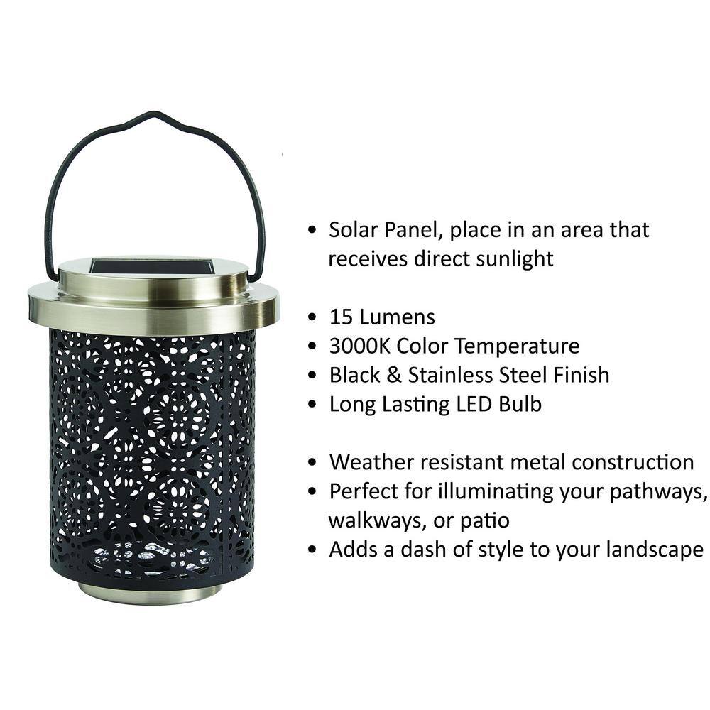 Hampton Bay 15 Lumens Solar LED Medium Metal Table Lantern C6000-28-I