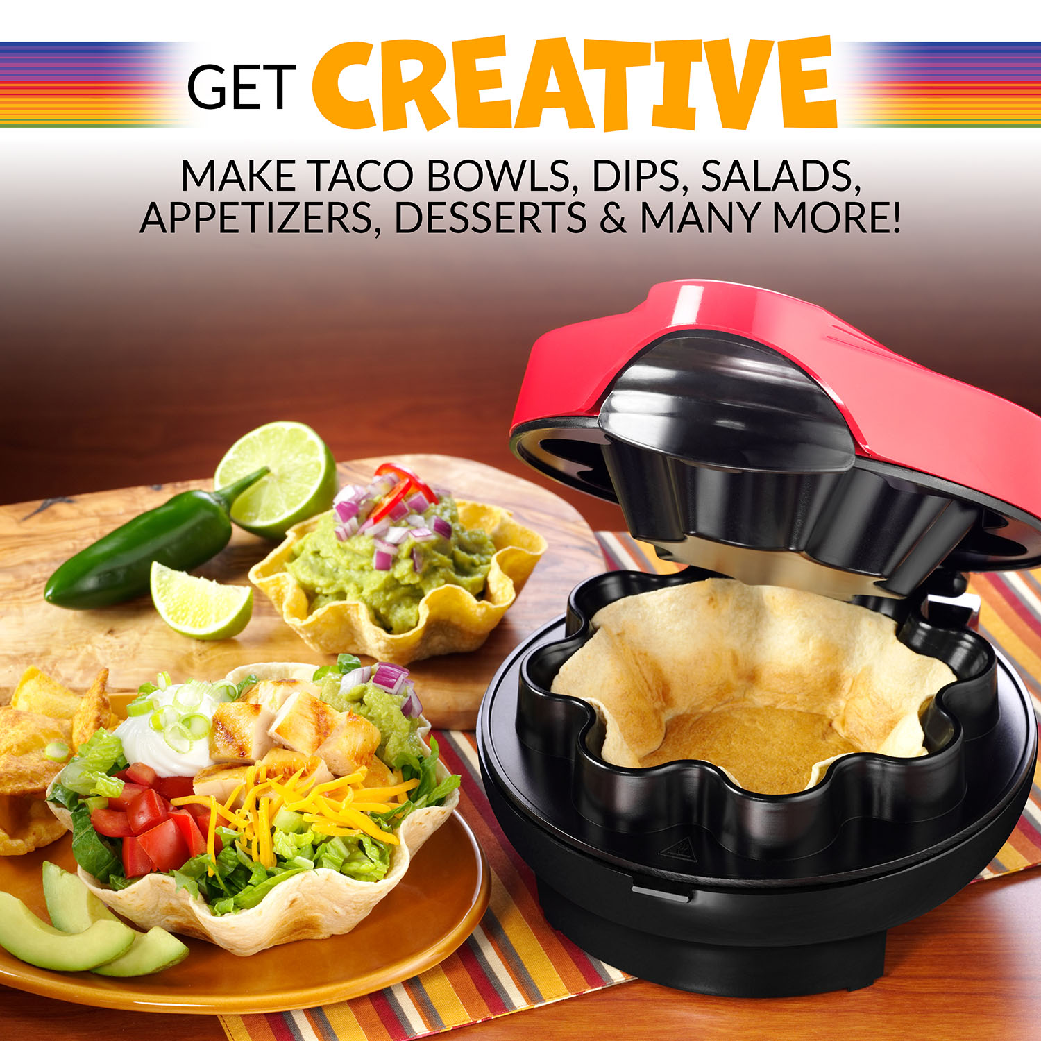 Taco Tuesday TTTB1RD Baked Tortilla Bowl Maker， Holds 8 or 10 Inch Tortillas