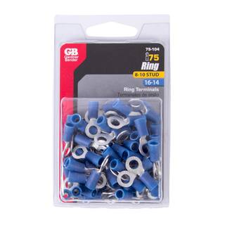 Gardner Bender 16 - 14 AWG #8 - 10 Stud Size Vinyl-Insulated Ring Terminals in Blue (75-Pack) 75-104