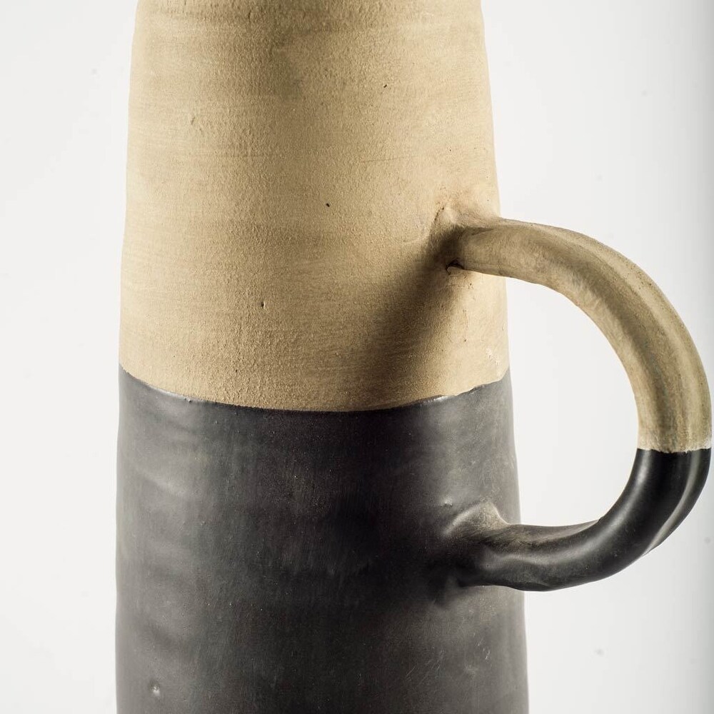 Garand III Black   Tan Ceramic Vase (Large)