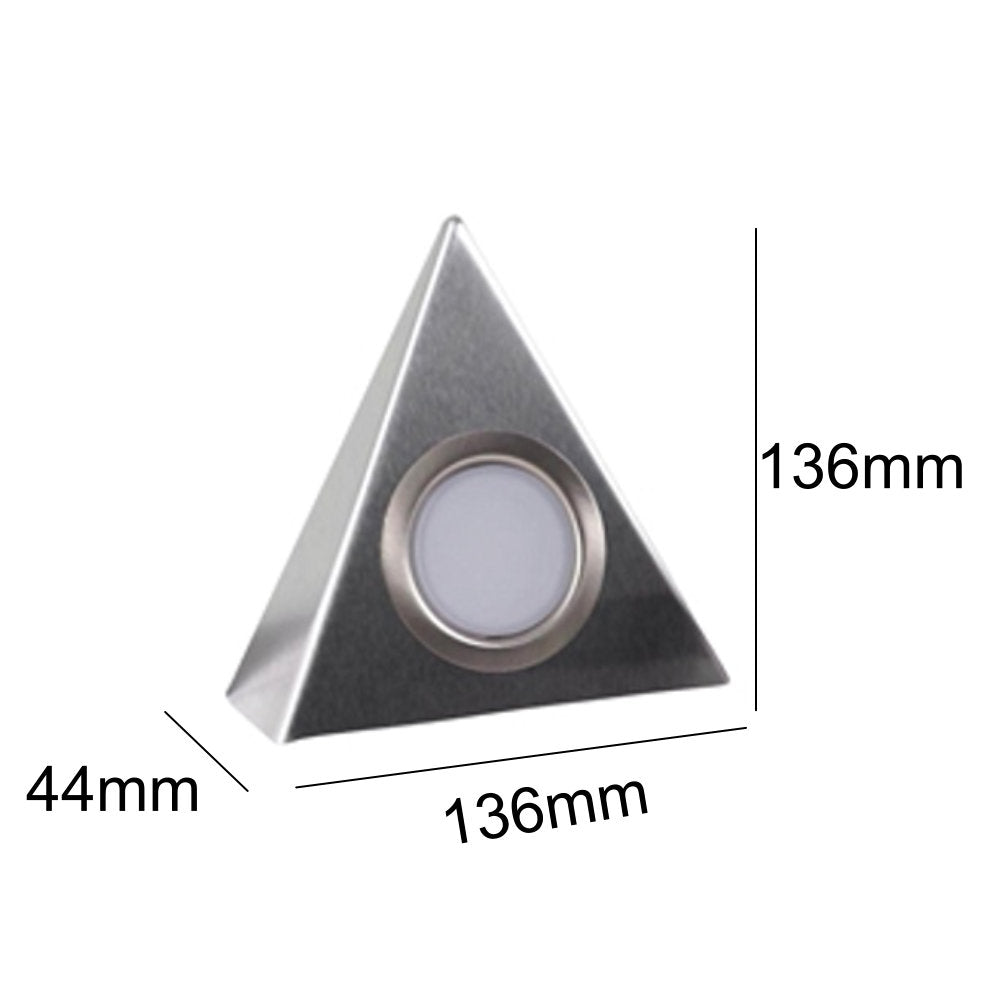 Britalia MDTR3NW 3 Pack Kit LED Stainless Steel Modern Triangular Under Cabinet Light with Driver 100lm 4000k