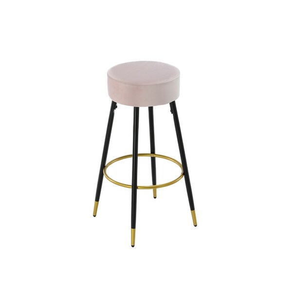 Modern Set of 2 Counter Height Bar Stools with Golden Footrest