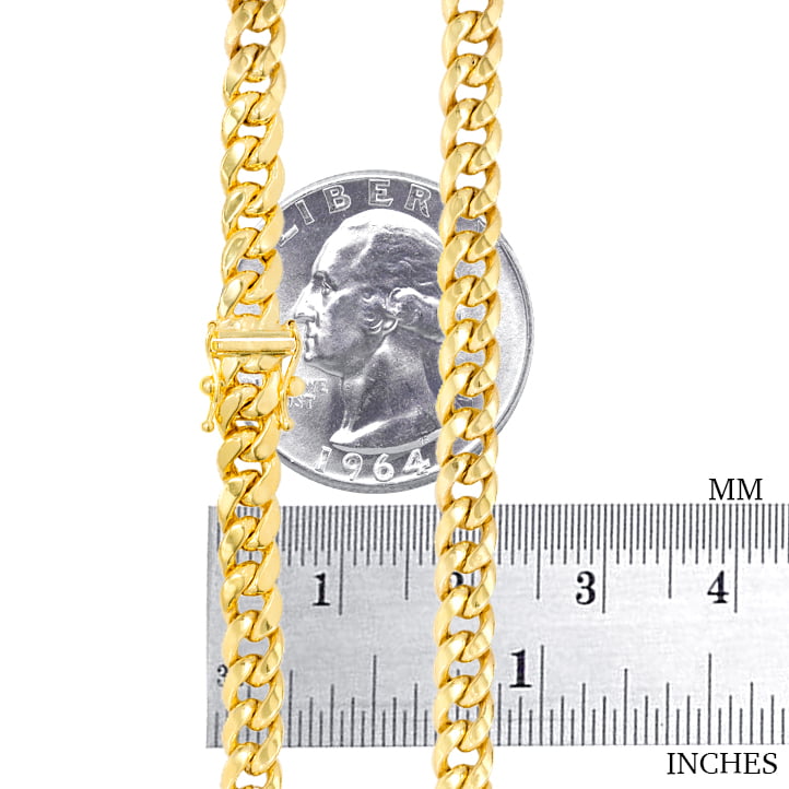 Nuragold 14k Yellow Gold 5.5mm Miami Cuban Link Chain Pendant Necklace， Mens Jewelry with Box Clasp 18