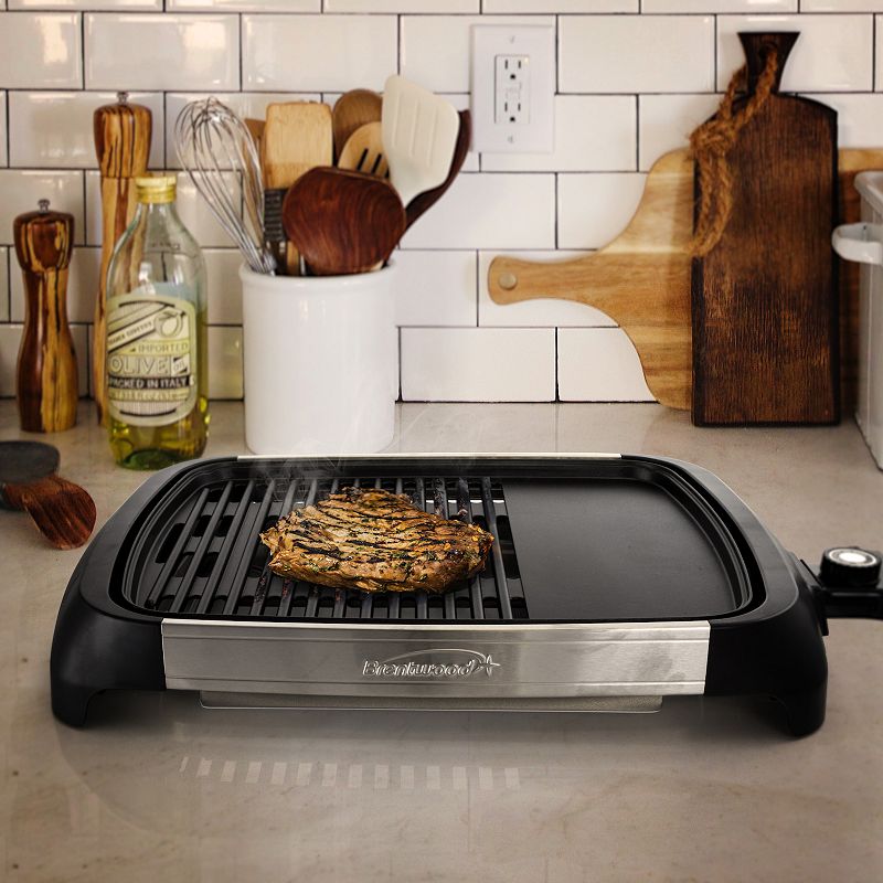 Brentwood Select TS-641 1200 Watt Electric Indoor Grill and Griddle， Stainless Steel