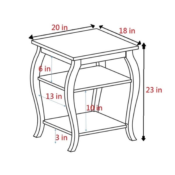 Wooden End Table， Side Table With Two Storage Shelves