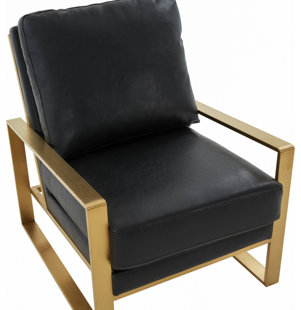 LeisureMod Jefferson Faux Leather Accent Armchair With Gold Frame   Contemporary   Armchairs And Accent Chairs   by LeisureMod  Houzz