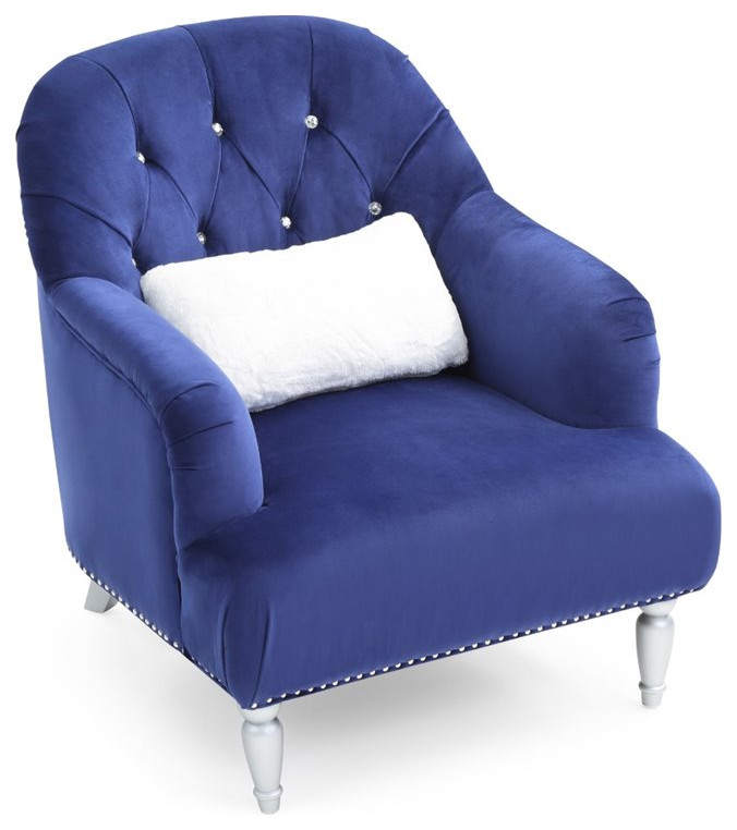 Glory Furniture Jewel Velvet Chair in Blue   Traditional   Armchairs And Accent Chairs   by Homesquare  Houzz