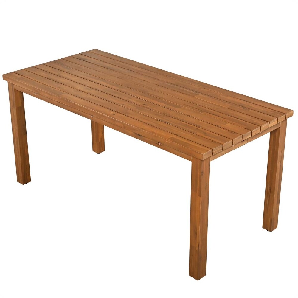 Acacia Wood And Rattan Outdoor Dining Table