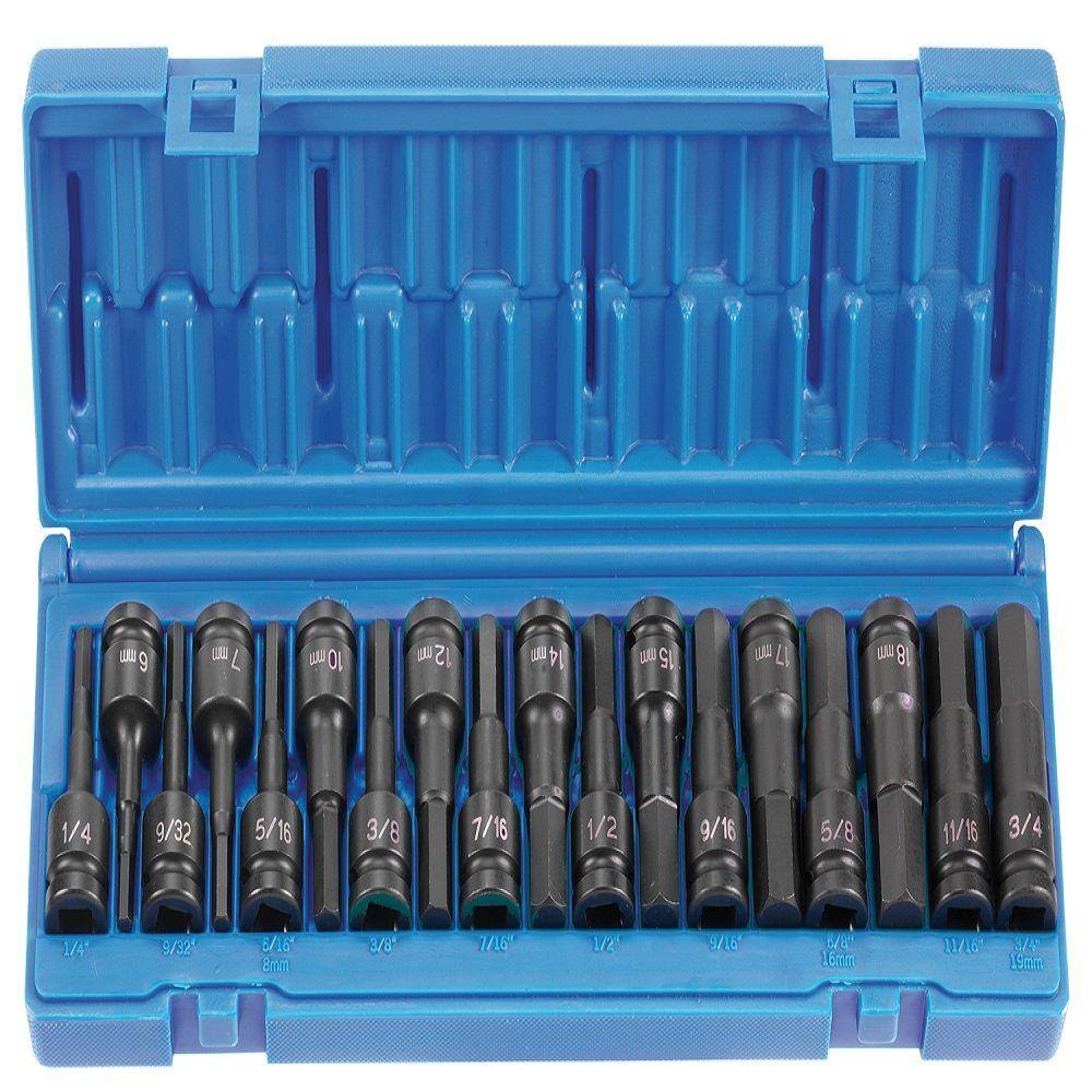 GP 12 in. Drive SAEMetric Combo Hex Driver Set (18-Piece) GRE1598HC