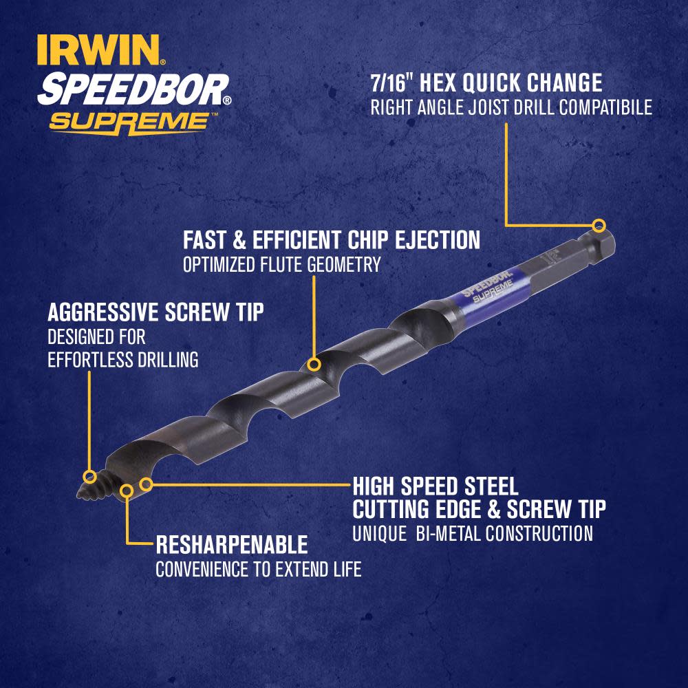 IRWIN SPEEDBOR SUPREME Auger Bit 1/2 X 7 1/2